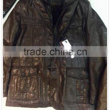 Garment Stock Lot man leather jacket suit for spring or winter good quality cheap price - 1037