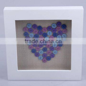 Square MDF Photo Frame With The Fabric & Plastic Buttons insert
