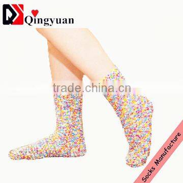 wholesale colorful custom women microfiber polyester warm fuzzy socks with samll qty