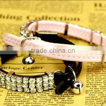 PU Soft Diamond Collar, Safe Pet Leather Collar with Rhinestone 1/3