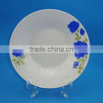 blue flower porcelain decal deep dinner plate