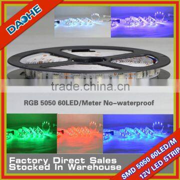 RGB SMD 5050 60LED/M LED Tape No-waterproof IP20 5 Meter 12V CE RoHs High Quality Brand New