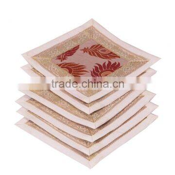 Indian Silk Table Runner With 6 Place Mats & 6 Coaster in Blue Color Size 16*62 photo-3