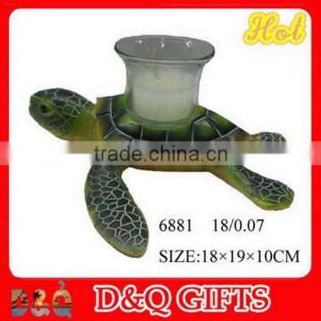 Green turtle candle holder