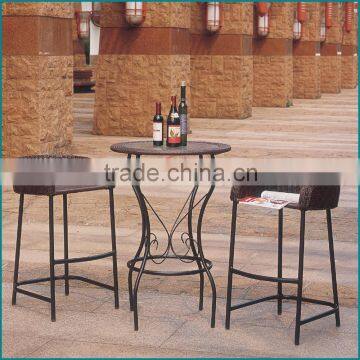 Rattan bistro chair and table in garden chairs aluminium garden chairs with 2 seats and round table JJBT-01TC