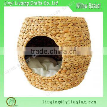 Wholesale Large Handmade Wicker seagrass Igloo Pet Carrier Basket with Cushion