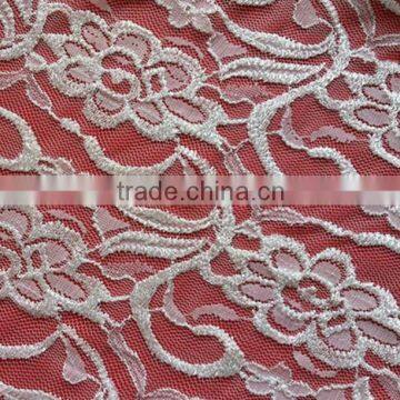 Bright elastic nylon embroidery lace fabric 9889