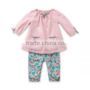 DB720 dave bella 2014 spring long sleeve baby clothing sets for girl wholesale printed sets baby clothing sets baby clothes