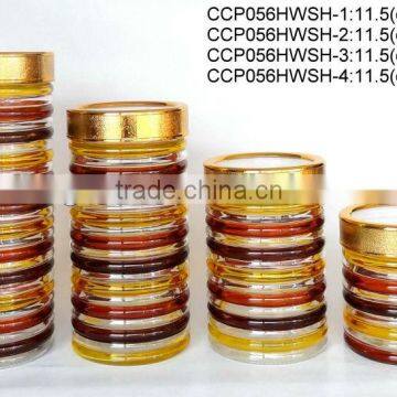 CCP056HWSH5 hand-painted glass jar with golden lid