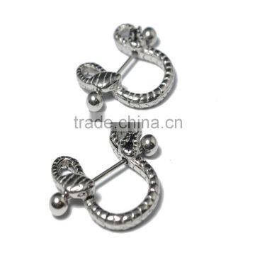 Snake Surgical Steel Piercing Nipple Bar Shield