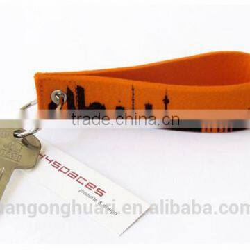 printing logo key chain felt red black key ring