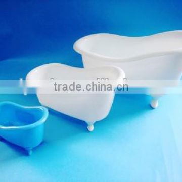 Mini bathtub shape con , empty plastic mini bathtub container for hold products, such as shampoo bottles , tube used in bathroom