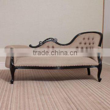 Ornate Chaise Longue Sofa Black Finish