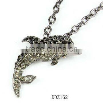 Fashion jewelry,Crystal /Rhinestone Necklace Dolphin Pendant