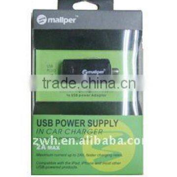 Mallper USB Power Supply (Black 2A) for Iphone Ipod Ipad in the car