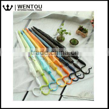 WENTOU Folding Long Handle Hook Dome Rain Umbrella