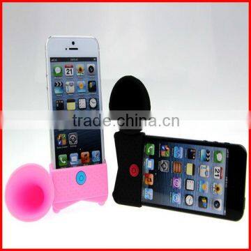 Self-standing Portable Mobile Phone Amplifier Speaker Loudspeaker Megaphone Microphone