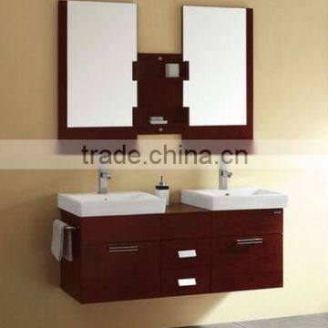 Modern solid wood bathroom cabinet with double sink