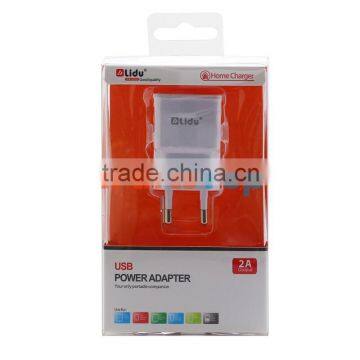 LIDU 2A USB Power Adapter European Standard ,With 2 USB Port ,With Retail Box