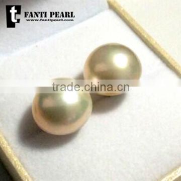 14-15mm seawater silver AA natural mabe pearl earring