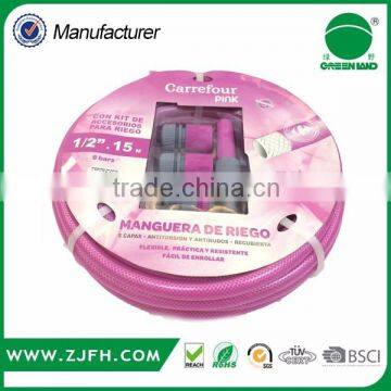 GREENLAND Taizhou factory supply PVC fiber reinforced garden hose with gun