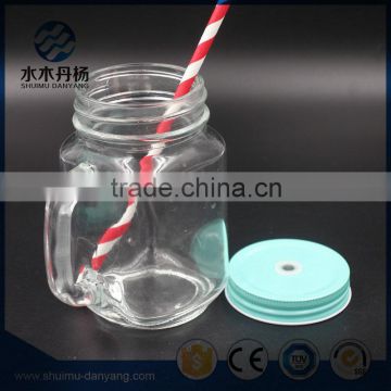 High quality 400ml glass drinking bottle with handle