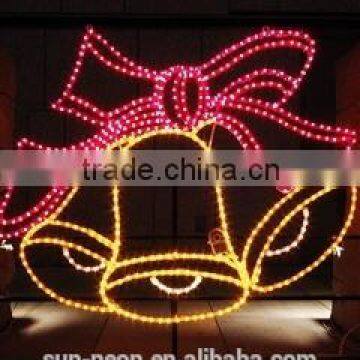 Waterproof Ip44 Rope Light Christmas Led Light 2d Motif Bell For Holiday