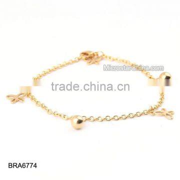 Gold color 304 Stainless Steel Bracelet Wholesale With Butterfly Charm