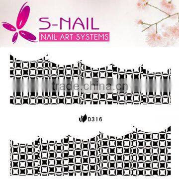 2016 Cheapest Nail Art 3D Nail Sticker French style black lace nail sticker wholesale