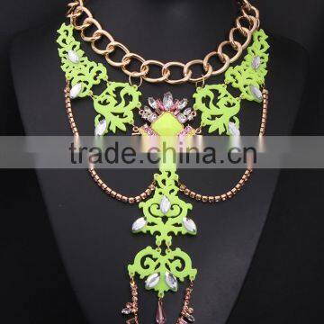 Bohemian Style Jewelry Luxury Diamond Drop Bib Chunky Statement Shourouk Necklace