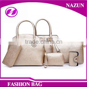 Tmall Hot Selling Fashion 6 in 1 High Quality Rose Leather Bags Waterproof Set Handbags for Lady photo-6
