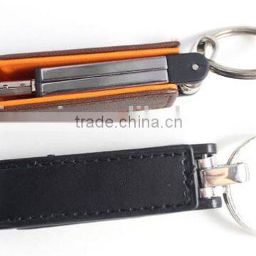 Good quality leather cover usb with key chain