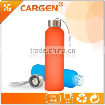 Promotion gift narrow mouth frosted glass water bottle