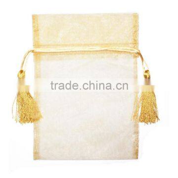 golden polyester voile bag with pendant