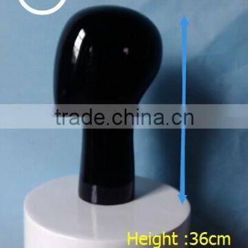 RH-MH02 egg face bright black female head mannequin for hat height 36cm dia. 56cm 191 Fibreglass