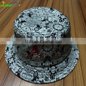 Cheap and high quality custom sublimation printed fabric fisherman bucket hat with embroidery logo