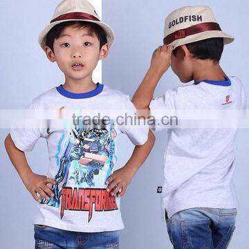 New 2016 Latest Design Led Flashing Lights up Boys Transformer t Shirt With 100% Cotton Fabric and Cartoon Logo