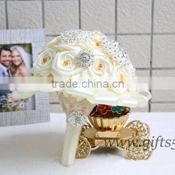 Luxurious White Satin Pearls Jewel Bouquet Bridal Bouquet Bridesmaid Bouquet photo-3