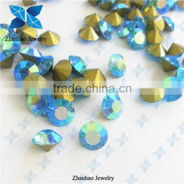 Hot fix point Aquamarine AB rough gemstone price loose rhinestone for jewelry