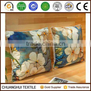 100% polyester faux silk flower digital printed cushion cover