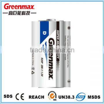 Plastic r20 carbon zinc battery