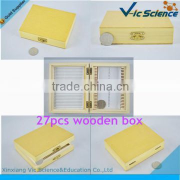 High quality ground edges pine wooden box for 27pcs prepared slides