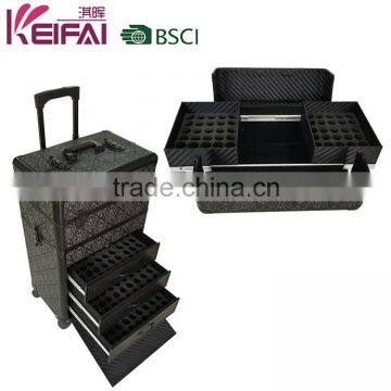2 In 1 Nylon Nail Polish Trolley Case With 4 Wheels
