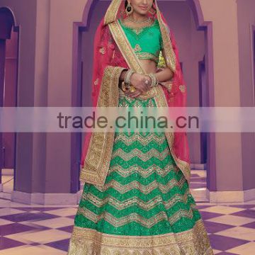 Dominican Green Net Lehenga Choli/fancy lehenga choli/Lehenga Choli Wholesaler In India