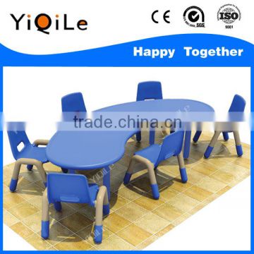 Cheap Commercial school moon-shape plastic table and chairs for kids