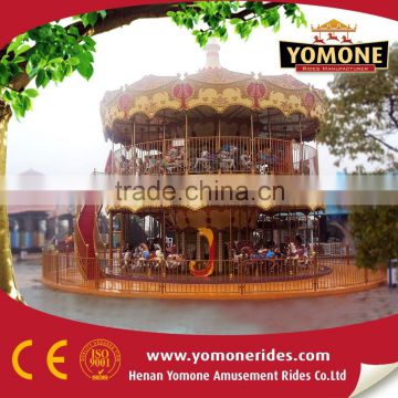 CE certification amusement rides luxury double deck carousel outdoor equipment for sale