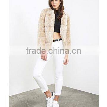 Guangzhou Women clothes manufacturer Latest design Winter Luxury Faux fur women coats winter 2015