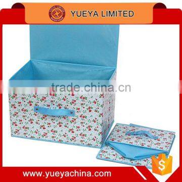 Little Floral Printed Non Woven Fabric Storage Box Case 2 in 1 Set of 2