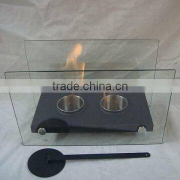 Indoor Glass Fireplace With Crushed Glass, Gel Fuel Glass Fireplace photo-2