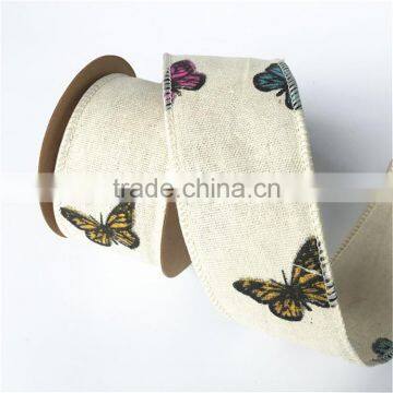 Cheap Wholesale Cotton Linen butterfly Ribbon